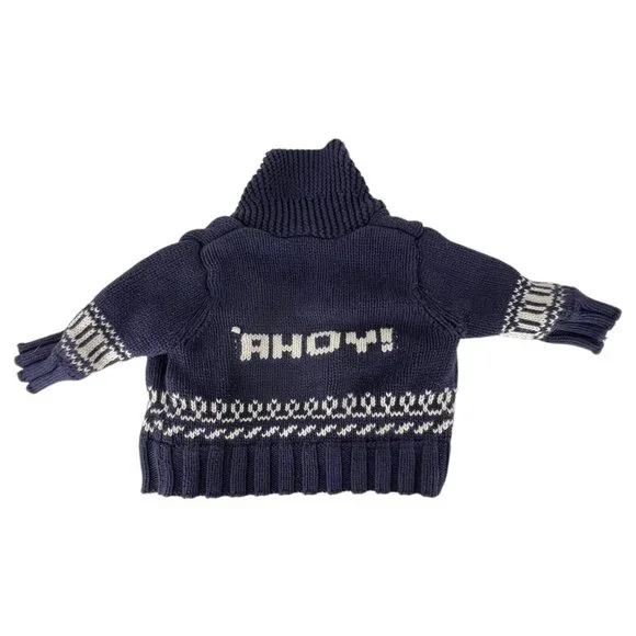 Baby Gap Nautical Americana Knit Sweater Jacket Size 3-6 Months Navy Blue Zip - Picture 4 of 5